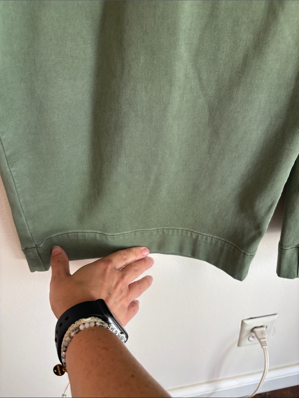 Spanx Womens stretch twill wide leg cropped pants green pull on 2XL XXL chinos - Picture 5 of 10